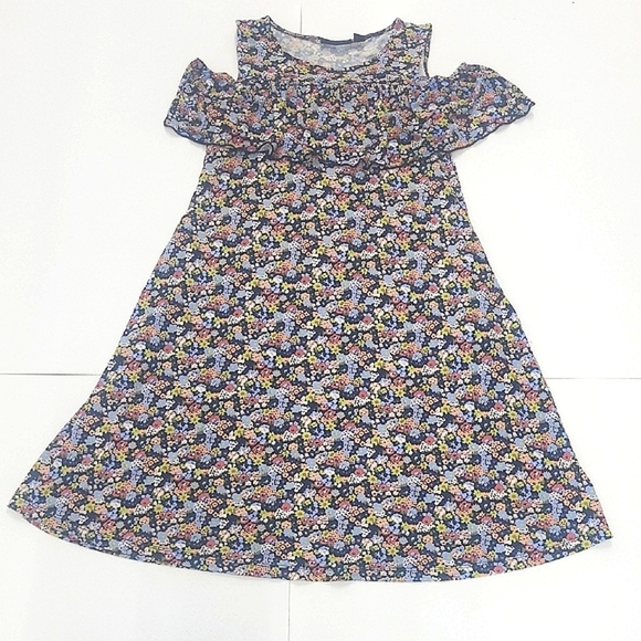 Short Sleeve Dress Ruffle Dark Floral Print Pockets Sexy Sheath Garden Fairy - Picture 1 of 6